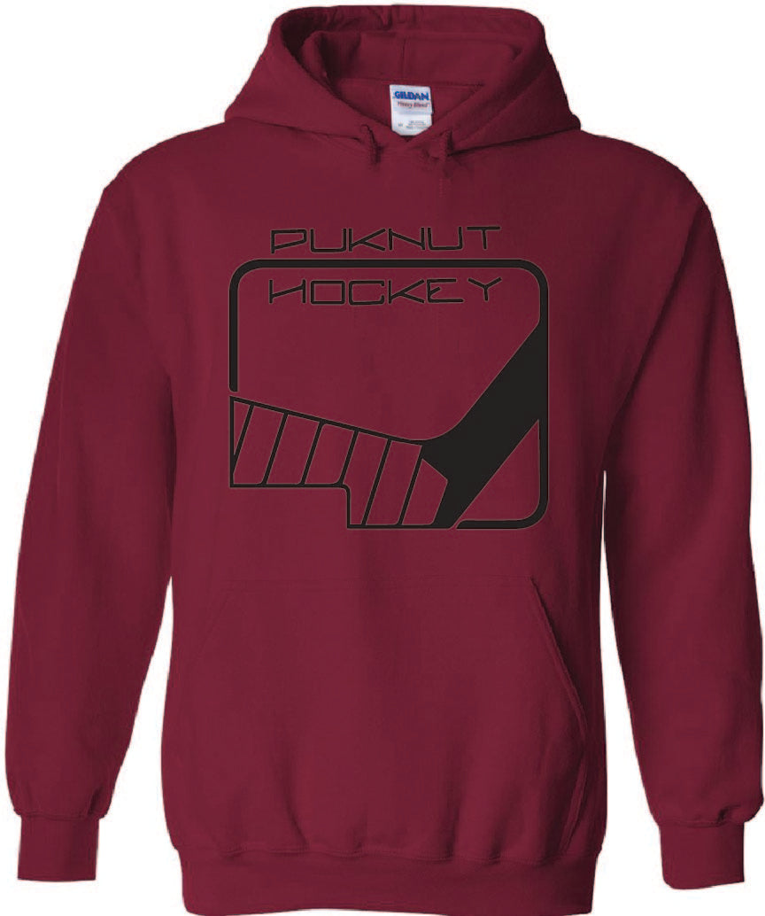 PUKNUT Hockey Hoodie - Cardinal - Stick Logo - Black Print