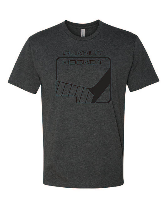 PUKNUT Hockey Tri-blend T-Shirt - Charcoal - Stick Logo - Black Print